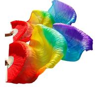 BPABDEITR Pack de 2 abanicos de Danza del Vientre de bambú y Seda Multicolor, 120-250 x 90 cm(Color11,180x90cm)