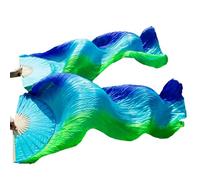 BPABDEITR Pack de 2 abanicos de Danza del Vientre de bambú y Seda Multicolor, 120-250 x 90 cm(Color8,230x90cm)