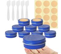 BPackGo 10 Piezas Azul Tarros de Aluminio 60ml, Tarros Cosméticos Vacios, Tarros de Lata Cosméticos, Aluminio Latas con Tapa Roscada para Bálsamo Labial, Loción, Crema, Velas - D68mm x H27mm