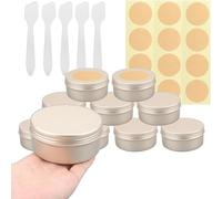BPackGo 10 Piezas Oro Mate Tarros de Aluminio 200ml, Tarros Cosméticos Vacios, Tarros de Lata Cosméticos, Aluminio Latas con Tapa Roscada para Bálsamo Labial, Loción, Crema, Velas - D92mm x H45mm