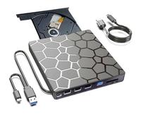 BPAKDU Unidad externa de CD/DVD 8 en 1 para laptop, reproductor de DVD para laptop, USB 3.0 ultradelgada, portátil, grabadora de CD, unidad de disco externa óptica compatible con Mac de escritorio