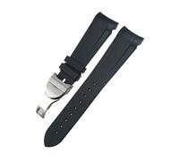 BPBZUTUMDZ Correa de reloj de goma de silicona de 20mm, 21mm, 22mm, apta for Tudor Black Bay, apta for GMT Pelagos, cierre de despliegue de correa de reloj de extremo curvado(Black fold,22MM_HIGH QUAL