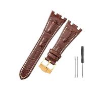 BPBZUTUMDZ Correas de reloj de cuero aptas for Audemars y Piguet Royal Oak 15710 26471 26474 28mm for correa de reloj for hebilla plegable(Brown white-Gold-K13)