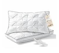 BPC Almohada de plumón 40x80 cm Pack de 2, Almohada 3 Cámaras con 90% Plumón Exterior y Relleno Que Contiene Plumas, Suave con Buen Soporte, Funda 100% algodón orgánico, Lavable