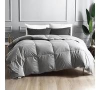 BPC Edredón de plumón King Size - Edredón de plumón All Season King Size con Relleno de plumón y Pluma, Funda nórdica 100% algodón - Edredón de plumón Independiente, Gris Roca