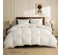 BPC Edredón de plumón orgánico para cama super king size, relleno suave de edredón para todas las estaciones, con funda de 100% algodón y relleno de plumón de ganso, color blanco marfil, 300 x