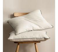 BPC Plumón de plumas orgánico almohadas 80x80 Pack de 2 Unidades, Lujosa almohada para dormir de hotel de 3 cámaras, Almohada 80x80 cm plumón con funda 100% algodón y relleno de pluma de ganso, Blanco