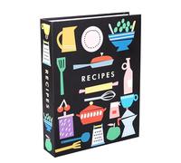 BPFY 1 carpeta de recetas de 9 x 7 pulgadas, libro de recetas de 3 anillos para escribir en tus propias recetas, cuaderno de recetas con 100 páginas de recetas (5.5 x 8.5 pulgadas), 12 separadores de