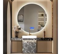 BPKADHY Espejo de baño LED con iluminación, 100 cm, espejo de pared para baño, espejo de baño con gran tacto, luz 3 temperaturas de color, regulable, antivaho, espejo retroiluminado para baño