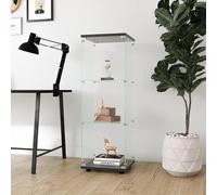 BPKADHY Vitrina de Cristal,125x42x36cm con 3 estantes vitrinas para Salon,Vitrina Cristal de 1 Puerta con Cerradura Vitrina expositora para Colecciones de Vidrio de pie para Dormitorio,Oficina,Negro