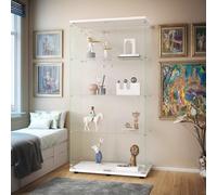 BPKADHY vitrina de cristal 4 estantes, 164 x 80,5 x 36,5 cm, mueble vitrina de cristal con 2 puertas y cerradura, vitrinas para colección, transparente armadura de cristal de pie para sala de estar,