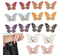 Bpoeee 16 Pcs Removable Butterfly Waist Adjustment Buckle, No Tool Adjustable Fit for Jeans Skirts Dresses, Reusable Waist Tightener Accessory for Hourglass Shape and Comfortable Styling