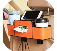 Bpoeee 3-in-1 Car Backseat Organizer - Multifunctional Car Seat Back Storage Box with Cup Holder, Tissue Box & Hooks- Keep Your Ride Clean & Organized (Orange)