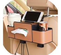 Bpoeee 3-in-1 Car Backseat Organizer - Multifunctional Car Seat Back Storage Box with Cup Holder, Tissue Box & Hooks- Keep Your Ride Clean & Organized (Brown)