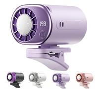 Bpoeee Car Clip-on Air Conditioner Fan with LED Display - 360° Rotation, 199 Speed Levels, Semiconductor Cooling, 6-in-1, Portable, Rechargeable, Adjustable Strap for Car, Stroller, Office (Purple)