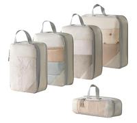 Bpoeee Compressed Packing Cubes Travel Storage Set, Packing Cubes for Travel, Travel Essentials for Women (Beige,5 Pieces)