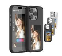 Bpoeee Funda de teléfono con Pantalla de Tinta Inteligente, Funda de Memoria NFC con Pantalla fotográfica para iPhone 13/14/15/16 Series (Noir,13Pro MAX)