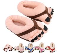Bpoeee Funny Big Toe Slippers, Cozy Plush Gag Gift, Non-Slip Indoor Outdoor Slippers for Women Men, Novelty Couple Gift (brown(40-44))