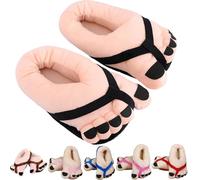 Bpoeee Funny Big Toe Slippers, Cozy Plush Gag Gift, Non-Slip Indoor Outdoor Slippers for Women Men, Novelty Couple Gift (black(35-39))