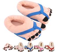 Bpoeee Funny Big Toe Slippers, Cozy Plush Gag Gift, Non-Slip Indoor Outdoor Slippers for Women Men, Novelty Couple Gift (blue(35-39))