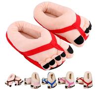 Bpoeee Funny Big Toe Slippers, Cozy Plush Gag Gift, Non-Slip Indoor Outdoor Slippers for Women Men, Novelty Couple Gift (red(35-39))