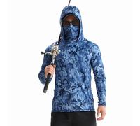 Bpoeee Hooded Fishing Shirts for Men, UPF 50 Long Sleeve Men Hoodie, Sun Protection Hoodie Fishing Clothing (#6,XXL)