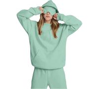Bpoeee Hoodie with Eye Mask Built In,Comfort Airplane Mode Travel Hoodie, Essentials Women (Mint Green,M)