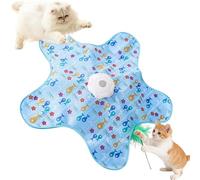 Bpoeee Interactive Cat Mat - Automatic Hide-and-Seek Feather Wand, USB Rechargeable, 3 Speed Modes for Indoor Cats, Boredom Relief & Fun, Ideal for Solo & Multi-Cat Households (A)