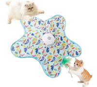 Bpoeee Interactive Cat Mat - Automatic Hide-and-Seek Feather Wand, USB Rechargeable, 3 Speed Modes for Indoor Cats, Boredom Relief & Fun, Ideal for Solo & Multi-Cat Households (B)