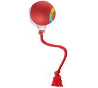 Bpoeee Interactive Rechargeable Balls Cat & Dog Toy, Automatice Ballwith Brid Sound, Electric Cats Ball Toys with Rope, Rolling Moving CatBall with Tail for Dog/Cat (Red)