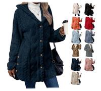 Bpoeee Jacquard Hooded Cardigan for Women - Stylish, Soft Knit Sweater, Comfortable, Warm Knit Jacket for Fall & Winter Wear (C,M)