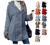 Bpoeee Jacquard Hooded Cardigan for Women - Stylish, Soft Knit Sweater, Comfortable, Warm Knit Jacket for Fall & Winter Wear (E,XXL)