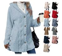Bpoeee Jacquard Hooded Cardigan for Women - Stylish, Soft Knit Sweater, Comfortable, Warm Knit Jacket for Fall & Winter Wear (F,M)