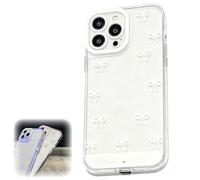 Bpoeee LED Bowknot Phone Case for iPhone Series - Aesthetic Coquette Style with Light-Up Design for Incoming Calls, Slim Soft TPU Protective Cover, Glow-in-The-Dark Aesthetic (White,14 Pro)