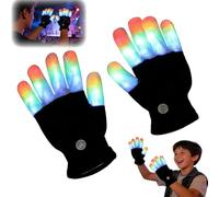 Bpoeee LED Flashlight Gloves - 7-Color Light Up Gloves with Flashing Modes for Night Running, Rave, Party for Men Women (A,L)