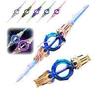 Bpoeee LED Light Up Sword, 7 Colour Changing LED Lights, Expandable Design with Motion-Sensitive Sound Effects, Auto-Eject Sheath, Realistic Handle, Ideal for Cosplay & Party Fun (Blue Gold)