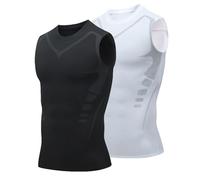 Bpoeee New Version Ionic Shaping Sleeveless Shirt, Maynox Vitaboost Compression Shirt, Vita Boost Shirts for Men (Black+White 2,XL)