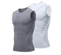 Bpoeee New Version Ionic Shaping Sleeveless Shirt, Maynox Vitaboost Compression Shirt, Vita Boost Shirts for Men (White+Gray 2,S)
