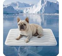 Bpoeee Pet Cooling Ice Silk Mat - Breathable Summer Cooling Pet Bed Pad for Dogs & Cats, Washable Lightweight Sleeping Cushion for Indoor Outdoor Use, Anti-Heat Cooling Crate Sofa Mat (L,Light Gray)