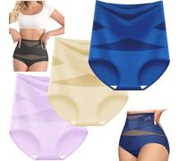 Bpoeee Plus-Size High-Waist Cross Tummy Control Panties, Seamless, Breathable, 3/5 Pack No Show Shapewear Briefs