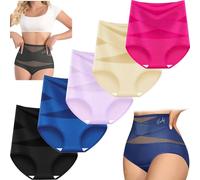 Bpoeee Plus-Size High-Waist Cross Tummy Control Panties, Seamless, Breathable, 3/5 Pack No Show Shapewear Briefs (E,3XL)