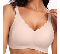 Bpoeee Seamless Scalloped Push-Up Bra, Wireless Pushup Bra for Women, Jelly Wireless Push Up Bras (Skin Color,M)