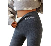 Bpoeee Soft Clouds Fleece Leggings for Women Winter, Casual Warm Winter Solid Pants, Winter Pants for Women (Deep Gray,XL)