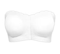 Bpoeee Strapless Bra for Women, Seamless Front Closure Strapless Bandeau Bra, Non-Slip&Comfort Support, Effortless to Put On (White,XL)