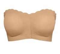 Bpoeee Strapless Bra for Women, Seamless Front Closure Strapless Bandeau Bra, Non-Slip&Comfort Support, Effortless to Put On (Skin,L)