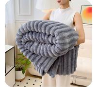 Bpoeee Thickened Rabbit Plush & Milk Velvet Blanket - Soft Cozy Cream Faux Rabbit Fur Throw Blanket for Home, Bed, and Sofa Seasons, Providing Warmth and Comfort. (Light Gray,180 × 200cm)
