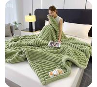 Bpoeee Thickened Rabbit Plush & Milk Velvet Blanket - Soft Cozy Cream Faux Rabbit Fur Throw Blanket for Home, Bed, and Sofa Seasons, Providing Warmth and Comfort. (Green,200 × 230cm)