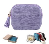 Bpoeee Travel Jewelry Organizer - Jewelry Zippered Pocket Case with 5-Layer Velvet Zipper Pouch, Portable Organizer (Purple)