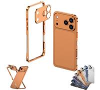 Bpoeee Ultra-Thin Metal Frame Heat Dissipation Case for iPhone 17/16/15/14/13 Series, Slim Design with Camera Lens Protector (17Promax,Orange)