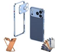 Bpoeee Ultra-Thin Metal Frame Heat Dissipation Case for iPhone 17/16/15/14/13 Series, Slim Design with Camera Lens Protector (14,Blue)